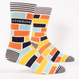 NWT Blue Q Men’s Soft Combed Cotton “Stubborn” Striped Crew Socks M